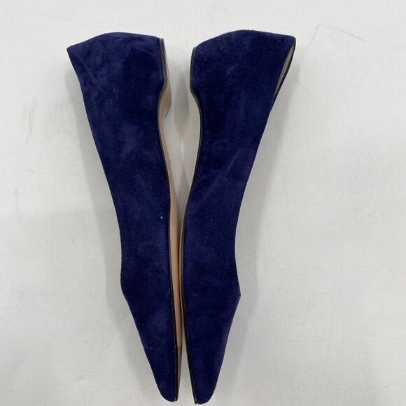 Stuart Weitzman 38 navy blue pointed toe suede flats - Picture 3 of 7